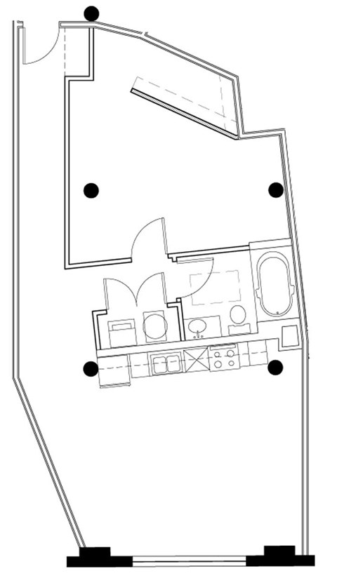 Floor plan for 1 bed, 1 bath, 927 sqft